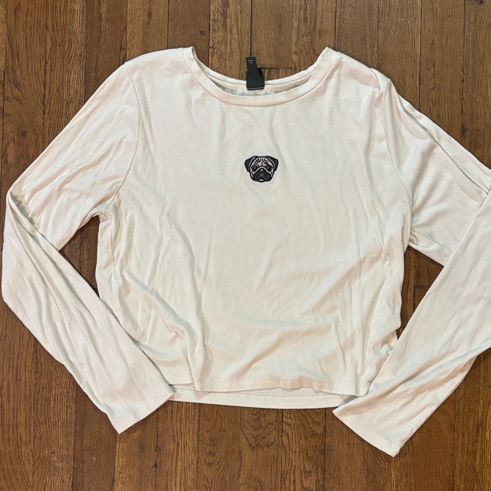 Wild Fable Pug Long Sleeve Tee, Child’s Size XXL, Cropped, Great Condition!